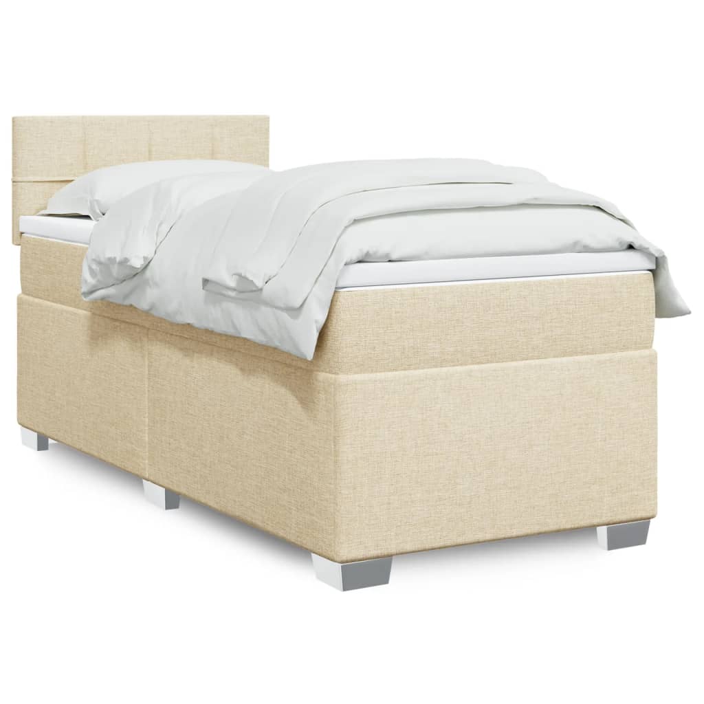 Boxspring met matras stof crèmekleurig 90x190 cm is nu te koop bij PeponiXL, paradijselijk wonen!