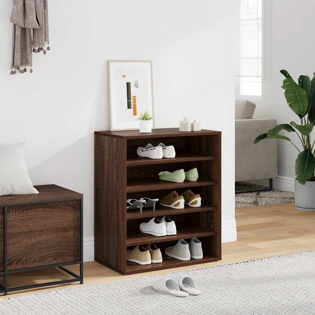 Schoenenkast 60x35x70 cm bewerkt hout bruin eikenkleur is nu te koop bij PeponiXL, paradijselijk wonen!