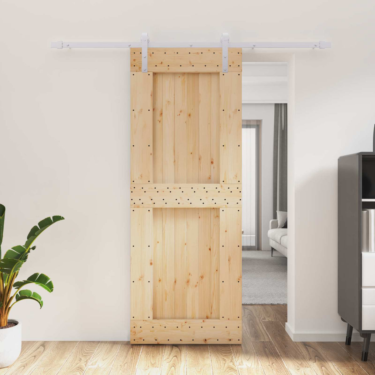Schuifdeur Natuurlijk en Wit 80 x 210 cm Massief Grenenhout is nu te koop bij PeponiXL, paradijselijk wonen!