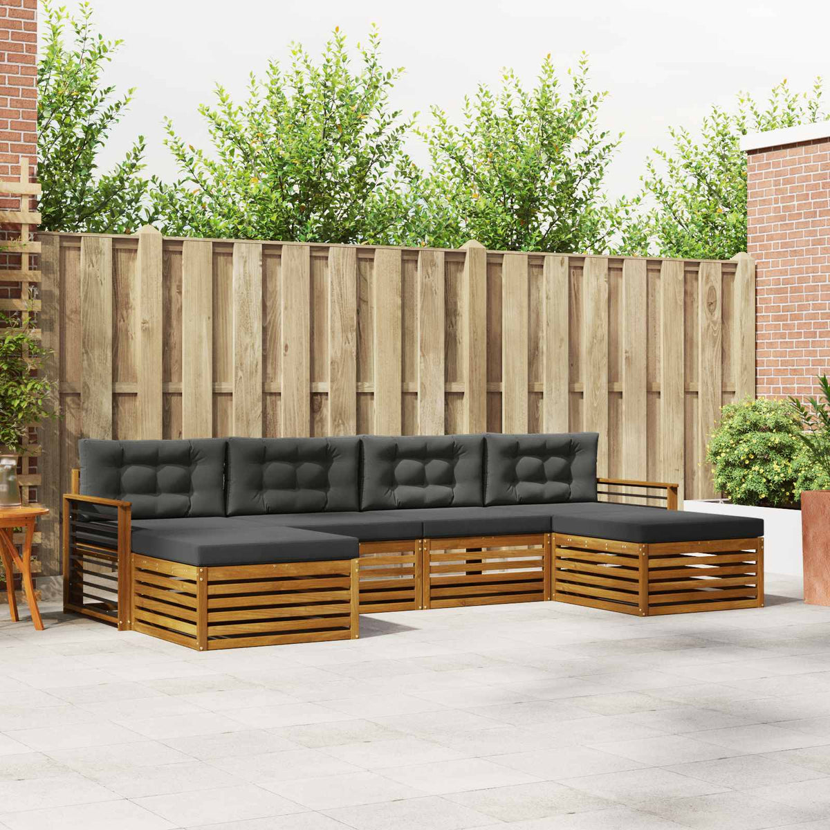 Sofa-Sets 6 pcs Natuurlijk en Antraciet Massief Acaciahout is nu te koop bij PeponiXL, paradijselijk wonen!