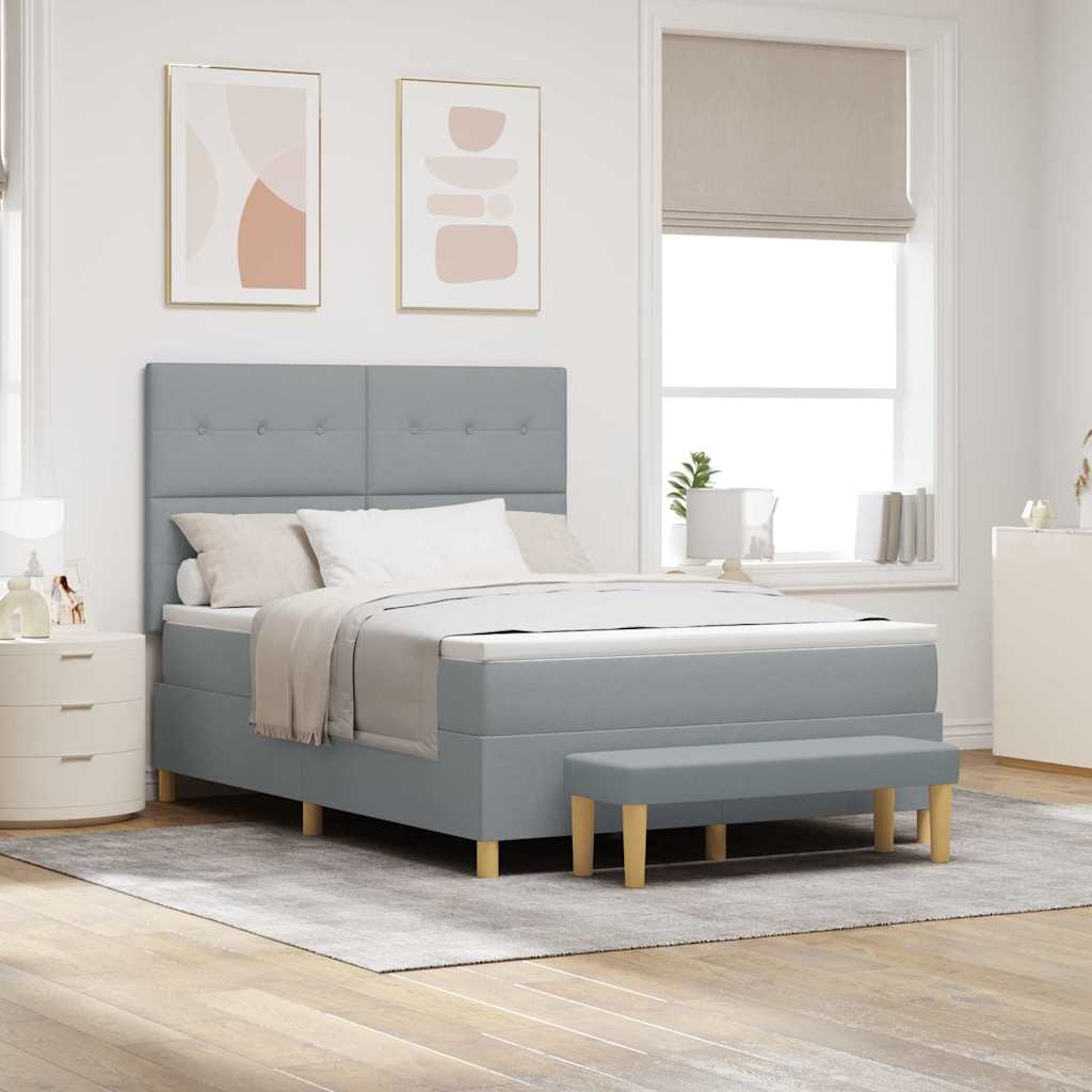 Boxspring bed met hoofdeinde Lichtgrijs 200 x 160 cm Stof is nu te koop bij PeponiXL, paradijselijk wonen!
