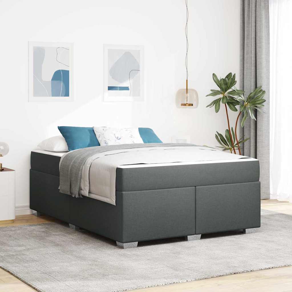 Bedframe met matras Donkergrijs 160 x 200 cm Stof is nu te koop bij PeponiXL, paradijselijk wonen!