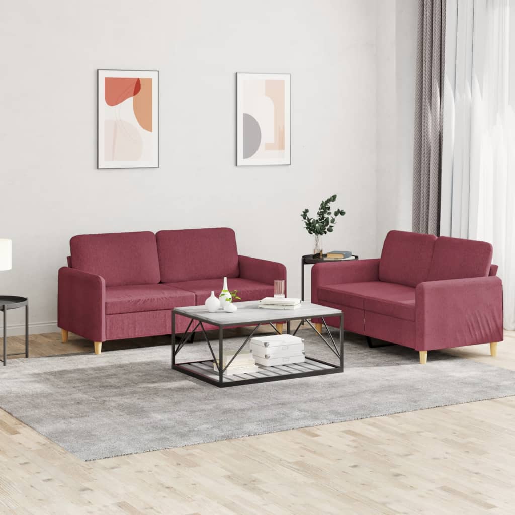 2-delige Loungeset met kussens stof wijnrood is nu te koop bij PeponiXL, paradijselijk wonen!
