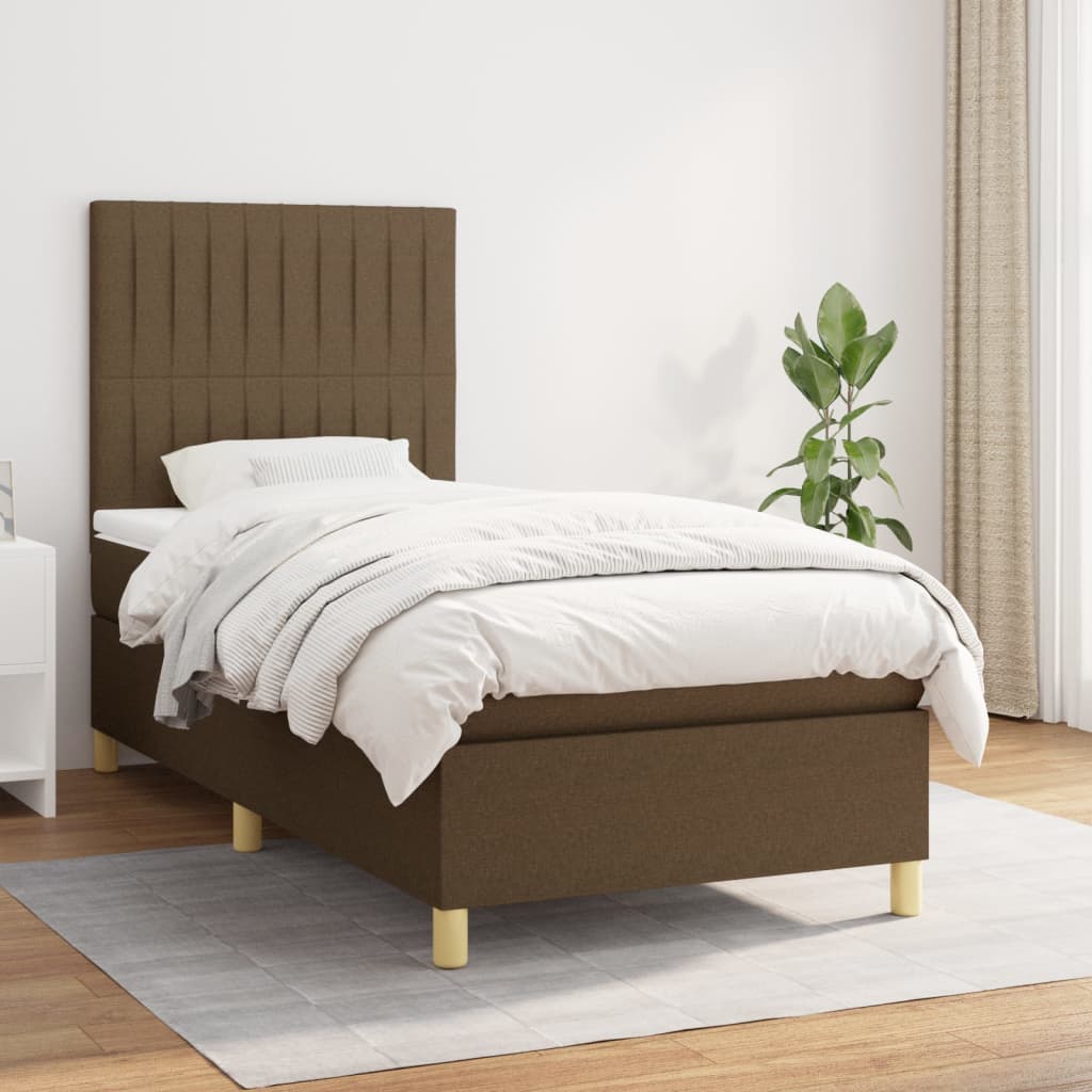 Boxspring met matras stof donkerbruin 80x200 cm is nu te koop bij PeponiXL, paradijselijk wonen!