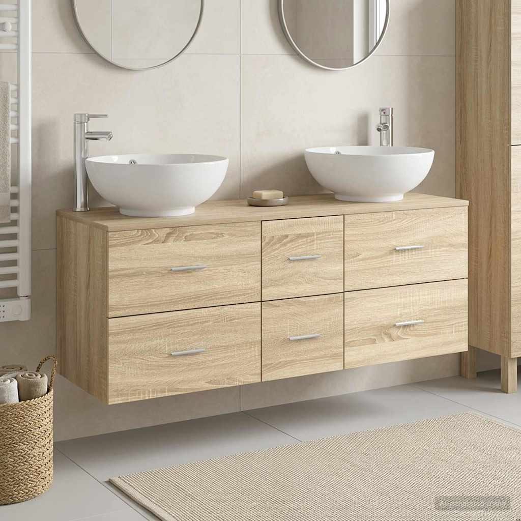 Badkamermeubelset 3 st Sonoma Eiken 49,5 x 44,5 x 65 cm is nu te koop bij PeponiXL, paradijselijk wonen!