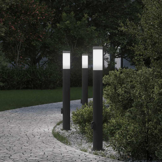 Bolderverlichting met stopcontact 3 stuks 80 cm roestvrij staal IP44 is nu te koop bij PeponiXL, paradijselijk wonen!