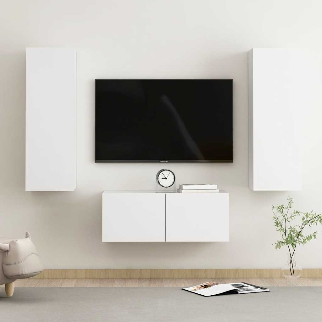 3-delige Tv-meubelset bewerkt hout wit is nu te koop bij PeponiXL, paradijselijk wonen!