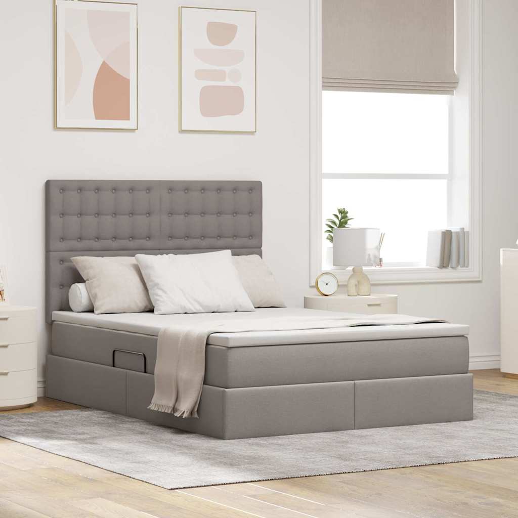 Opslag bed met matras met matras Taupe 140 x 200 cm Polyester is nu te koop bij PeponiXL, paradijselijk wonen!