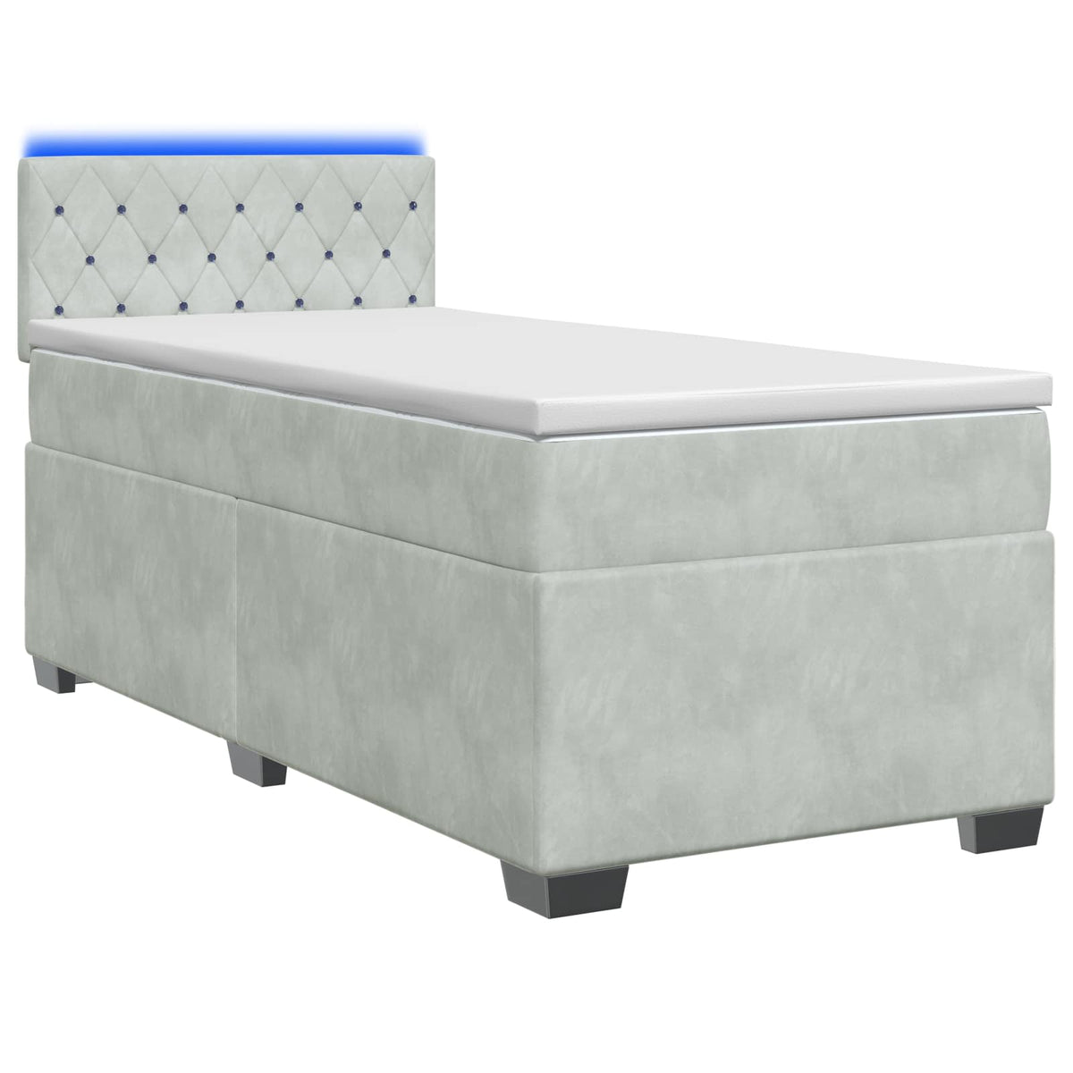 Boxspring Bed met Matras en LED Lichtgrijs 80 x 200 cm fluweel is nu te koop bij PeponiXL, paradijselijk wonen!