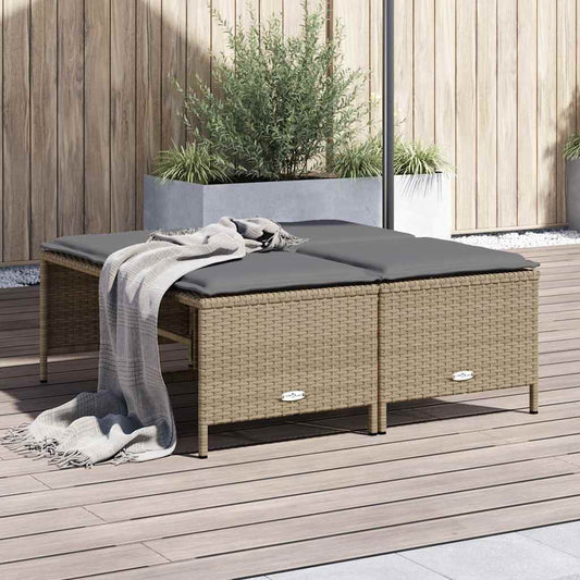 Tuinkrukken met kussens 4 st poly rattan beige is nu te koop bij PeponiXL, paradijselijk wonen!