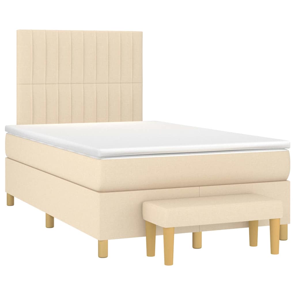 Boxspring met matras stof crèmekleurig 120x190 cm is nu te koop bij PeponiXL, paradijselijk wonen!