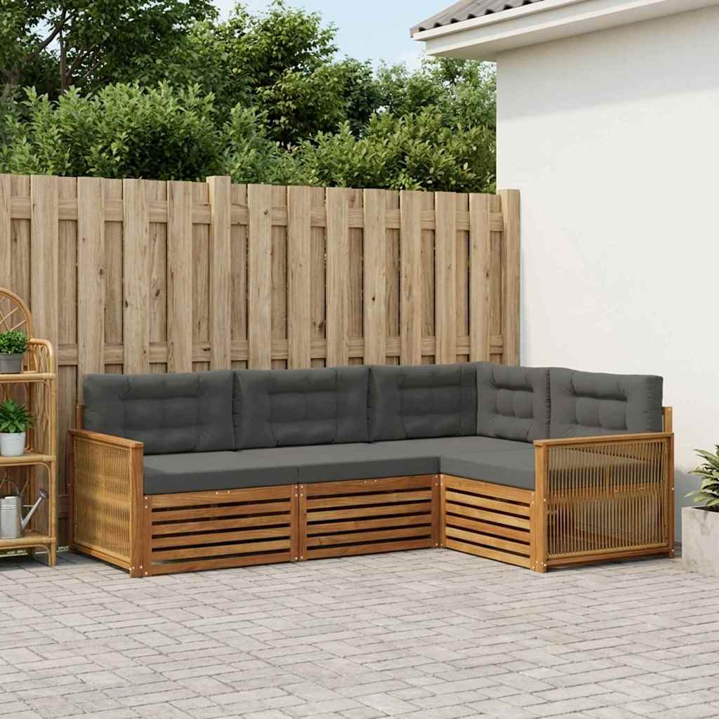 Buiten bankenset met kussen 4 pcs Natuurlijk en Antraciet is nu te koop bij PeponiXL, paradijselijk wonen!