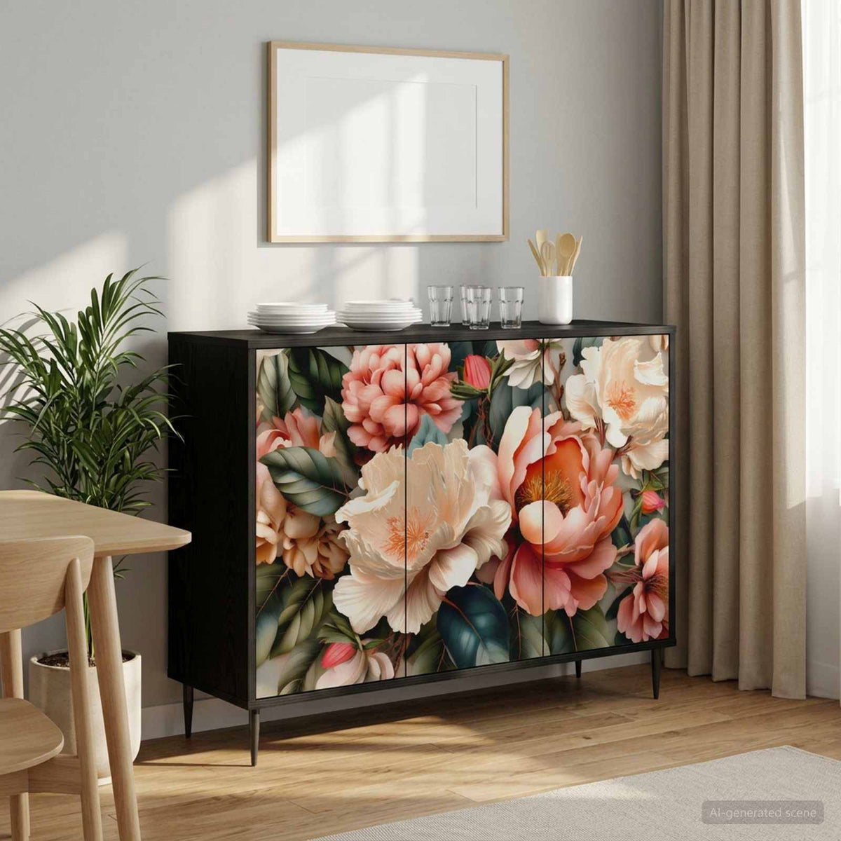 Dressoir BORNE Zwart eiken 102 x 33 x 76 cm Bewerkt hout is nu te koop bij PeponiXL, paradijselijk wonen!