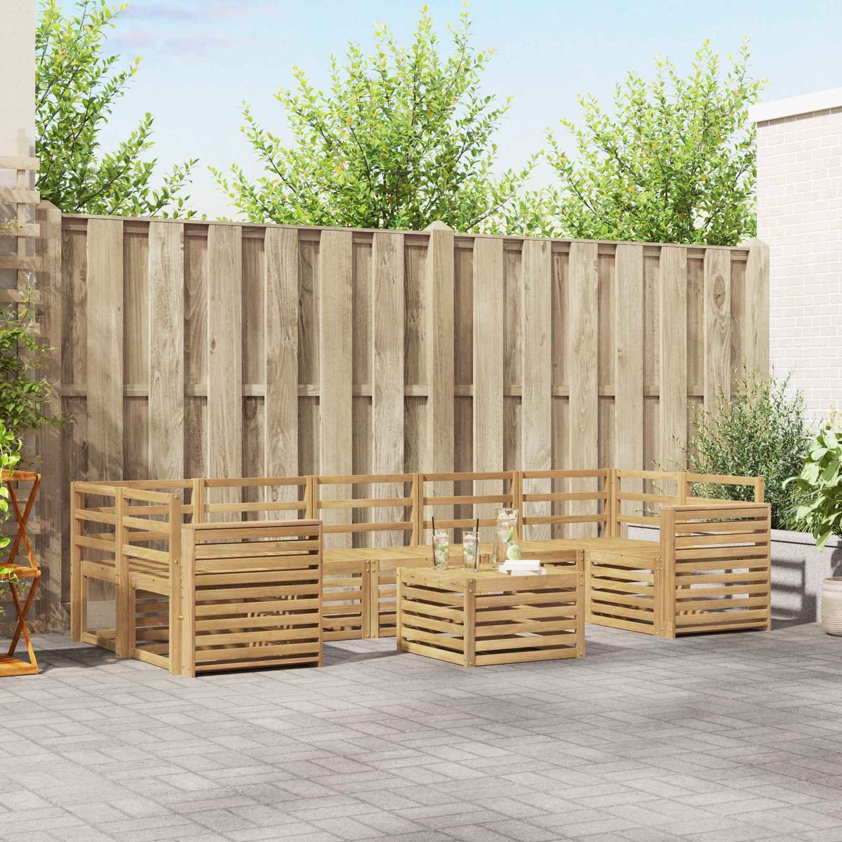 Buiten bankenset 8 pcs Wit Massief Acaciahout is nu te koop bij PeponiXL, paradijselijk wonen!