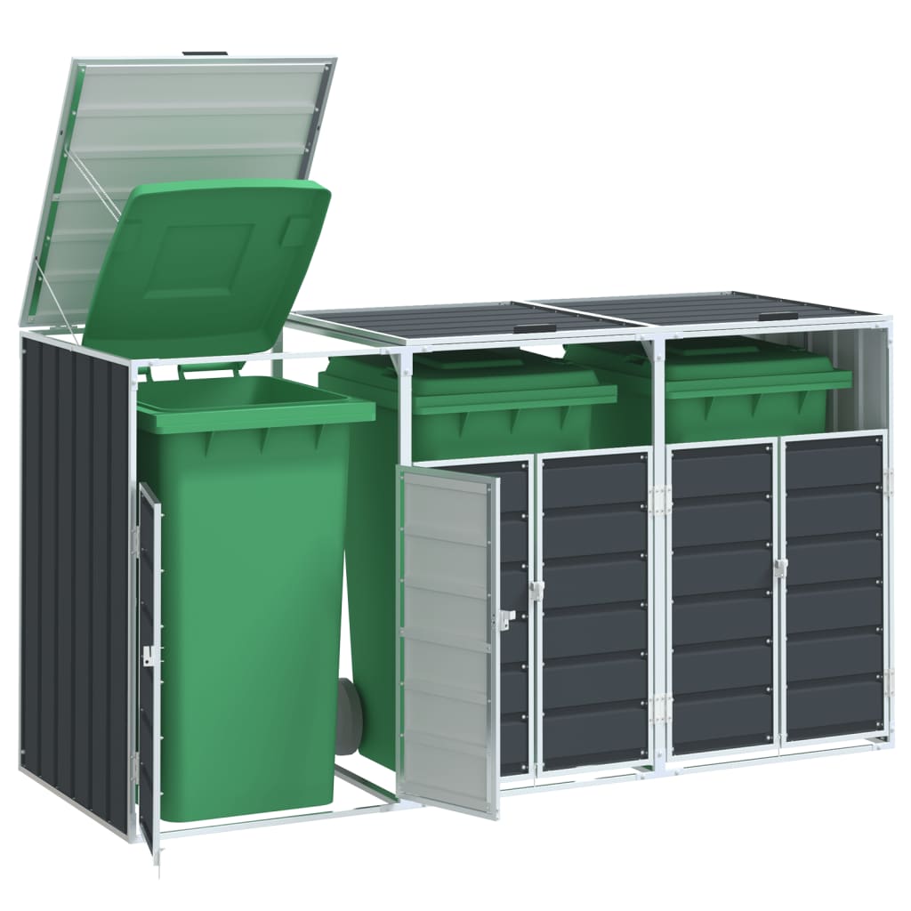 Containerberging voor 3 containers 216x81x115cm staal antraciet is nu te koop bij PeponiXL, paradijselijk wonen!