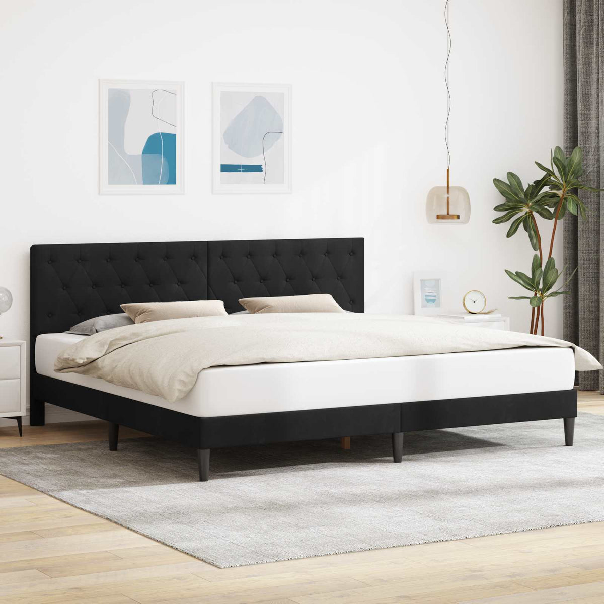 Bedframe met hoofdeinde Zwart 180 x 200 cm Fluweel is nu te koop bij PeponiXL, paradijselijk wonen!