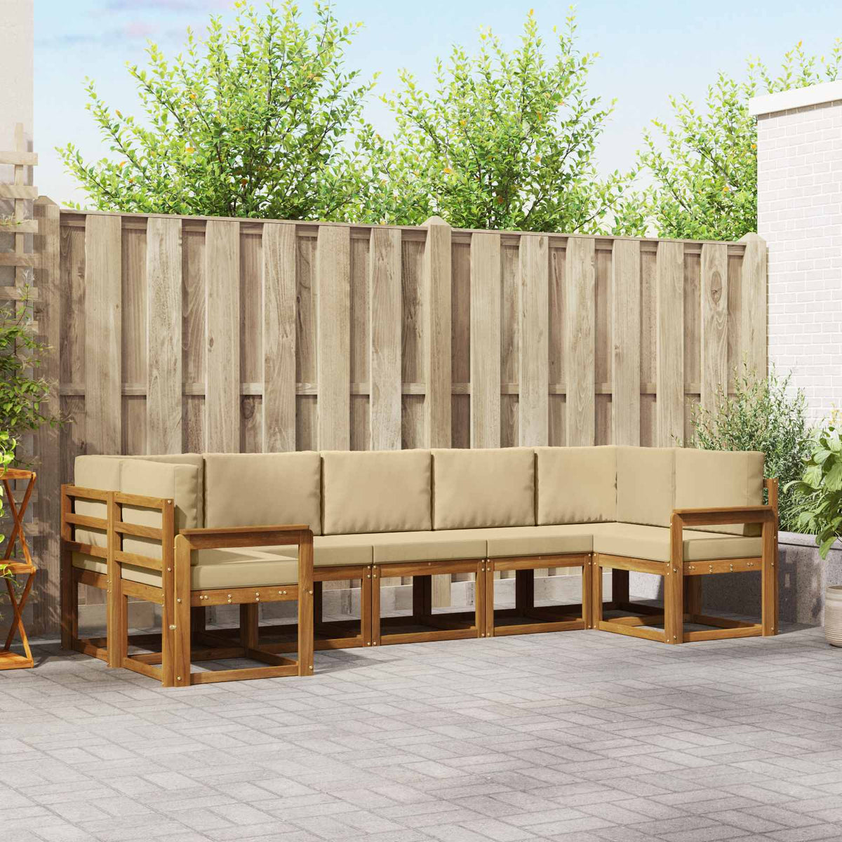 Buiten bankenset met kussen 7 pcs Natuurlijk en Beige is nu te koop bij PeponiXL, paradijselijk wonen!