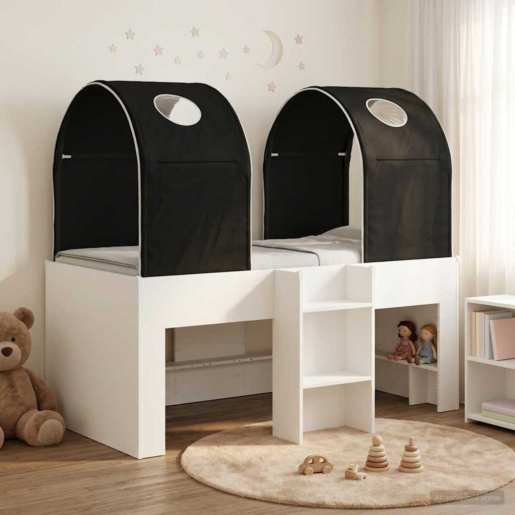 Bed met Tunnel 3 st Wit en zwart Bewerkt hout is nu te koop bij PeponiXL, paradijselijk wonen!