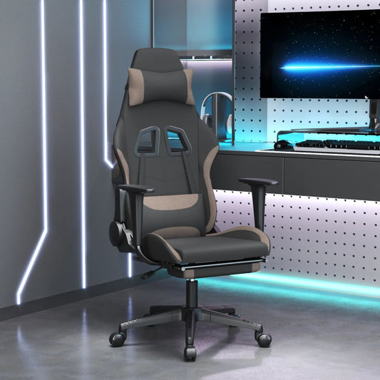 Gamestoel met voetensteun stof zwart en taupe is nu te koop bij PeponiXL, paradijselijk wonen!