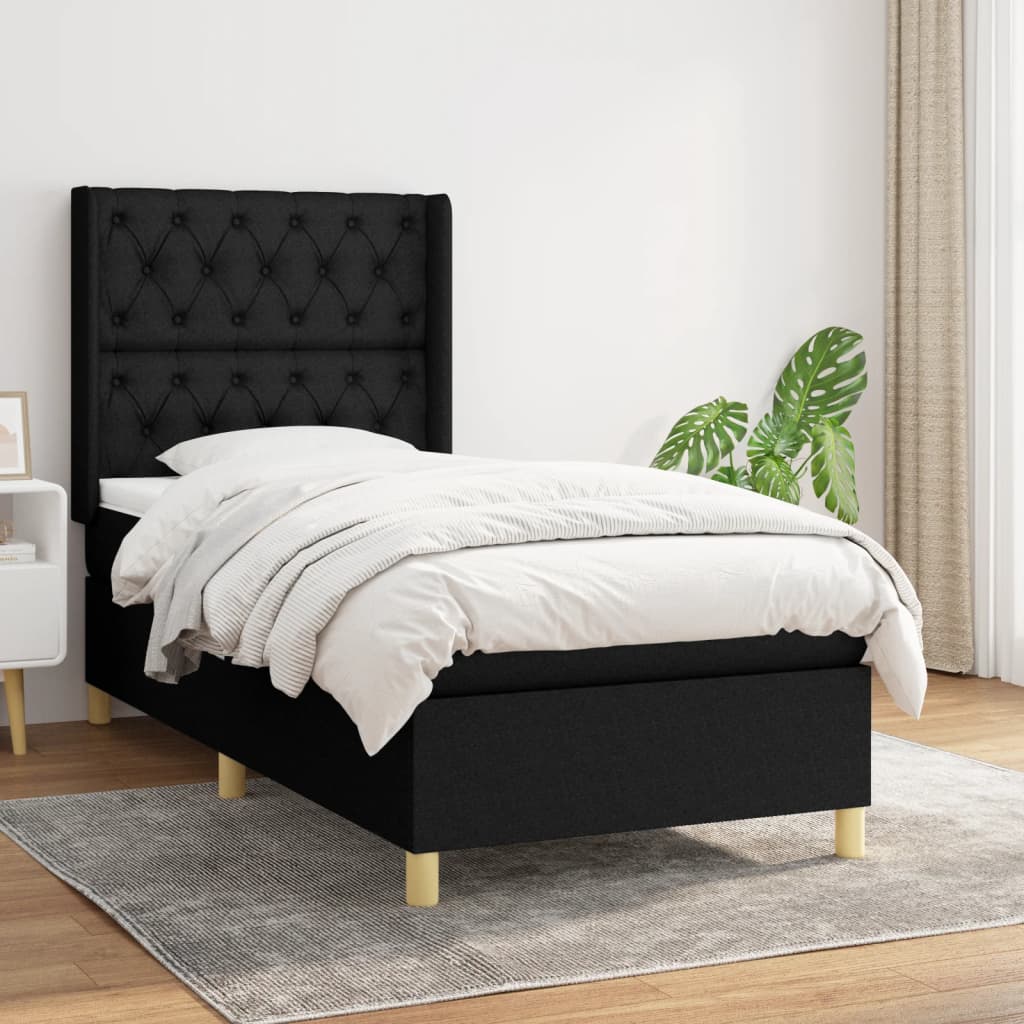Boxspring met matras stof zwart 80x200 cm is nu te koop bij PeponiXL, paradijselijk wonen!