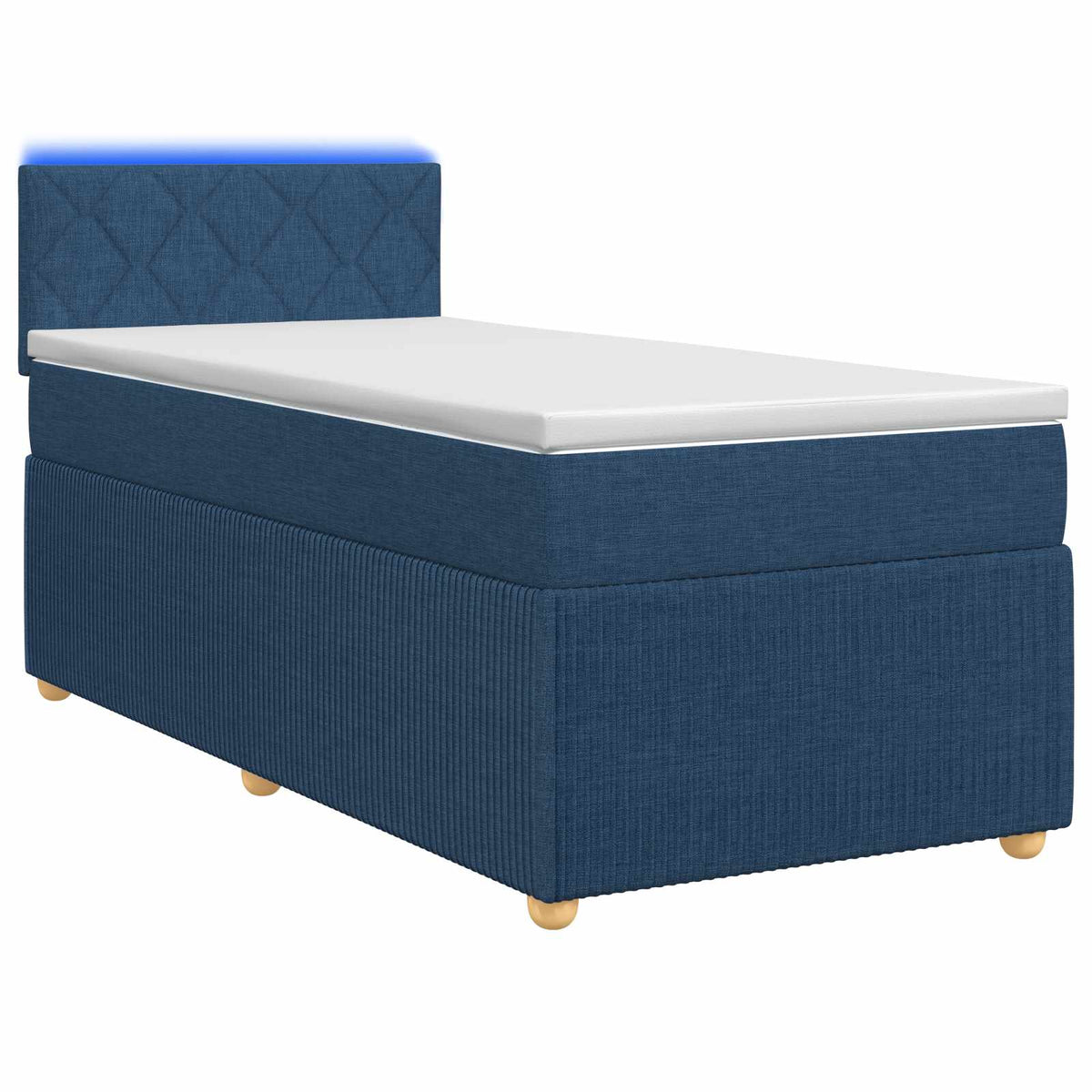 Boxspringbed met matras met hoofdeinde Blauw 90 x 200 cm Stof is nu te koop bij PeponiXL, paradijselijk wonen!