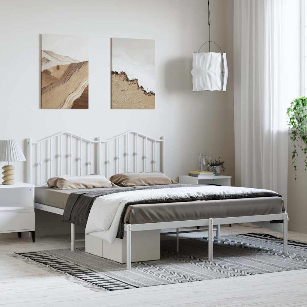 Bedframe met hoofdbord metaal wit 150x200 cm is nu te koop bij PeponiXL, paradijselijk wonen!
