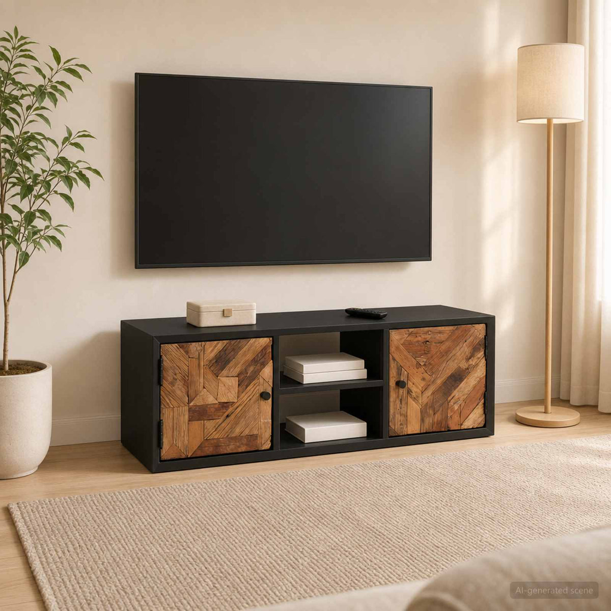 TV-kast met plank met opslag met de deur 105 x 30 x 35 cm is nu te koop bij PeponiXL, paradijselijk wonen!
