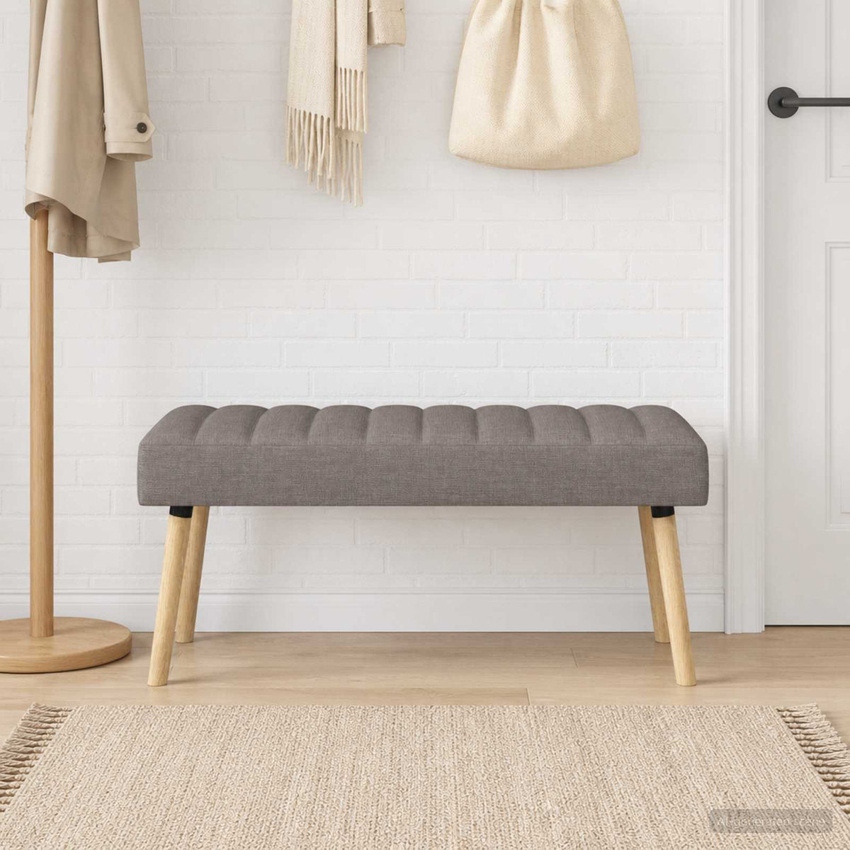 Kanaal-geplooide bank Taupe 110 x 40 x 46 cm Stof is nu te koop bij PeponiXL, paradijselijk wonen!