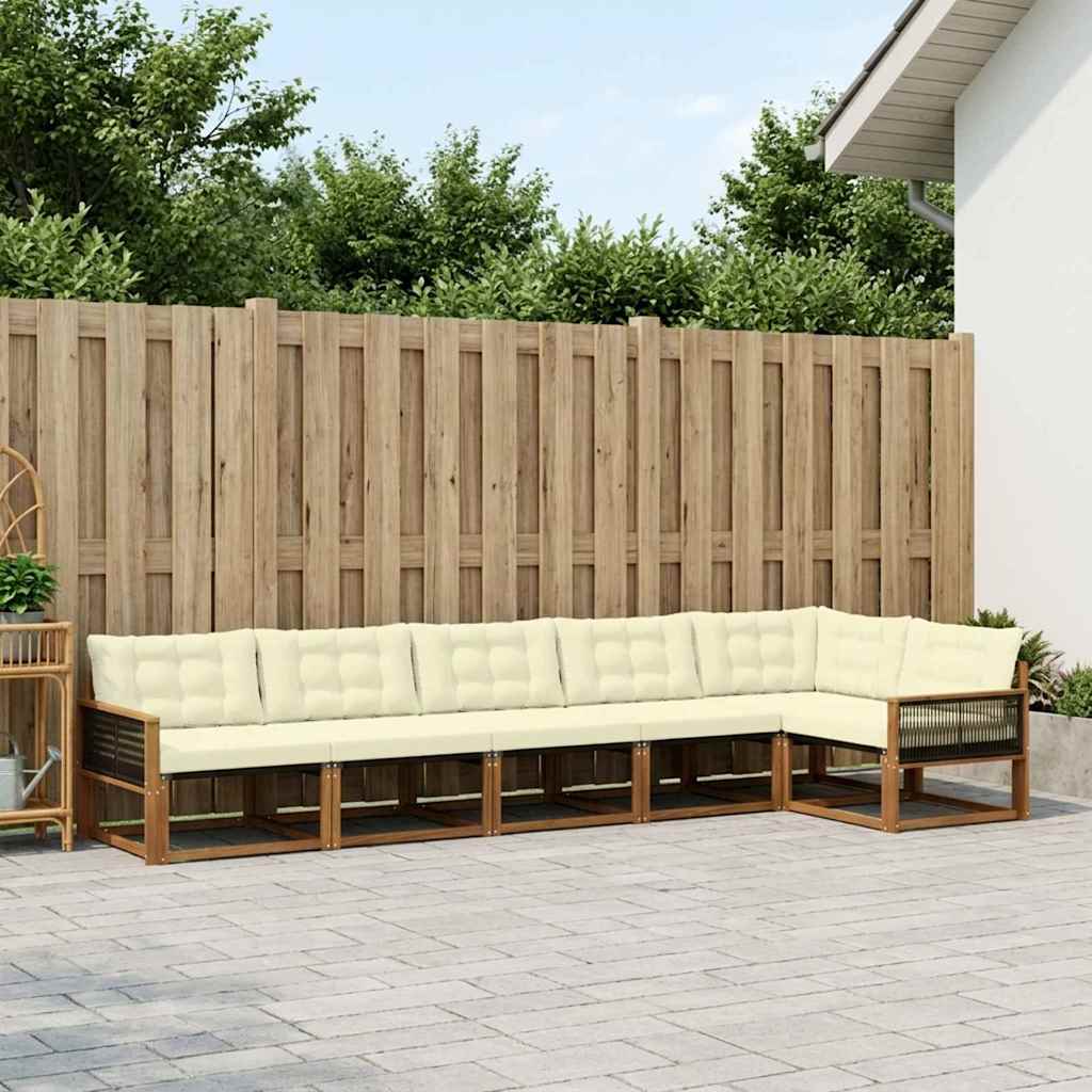 Buiten bankenset met kussen 6 pcs Natuurlijk en Crème is nu te koop bij PeponiXL, paradijselijk wonen!