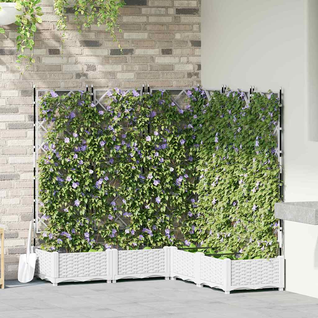 Tuin Bloempot 5 pcs Wit 120 x 120 x 125,5 cm Kunststof is nu te koop bij PeponiXL, paradijselijk wonen!
