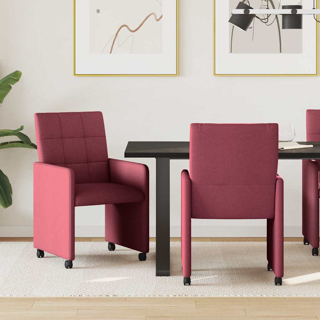 Eetkamerstoelen met Wieltjes 2 pcs Wijnrood 58 x 65 x 94 cm is nu te koop bij PeponiXL, paradijselijk wonen!