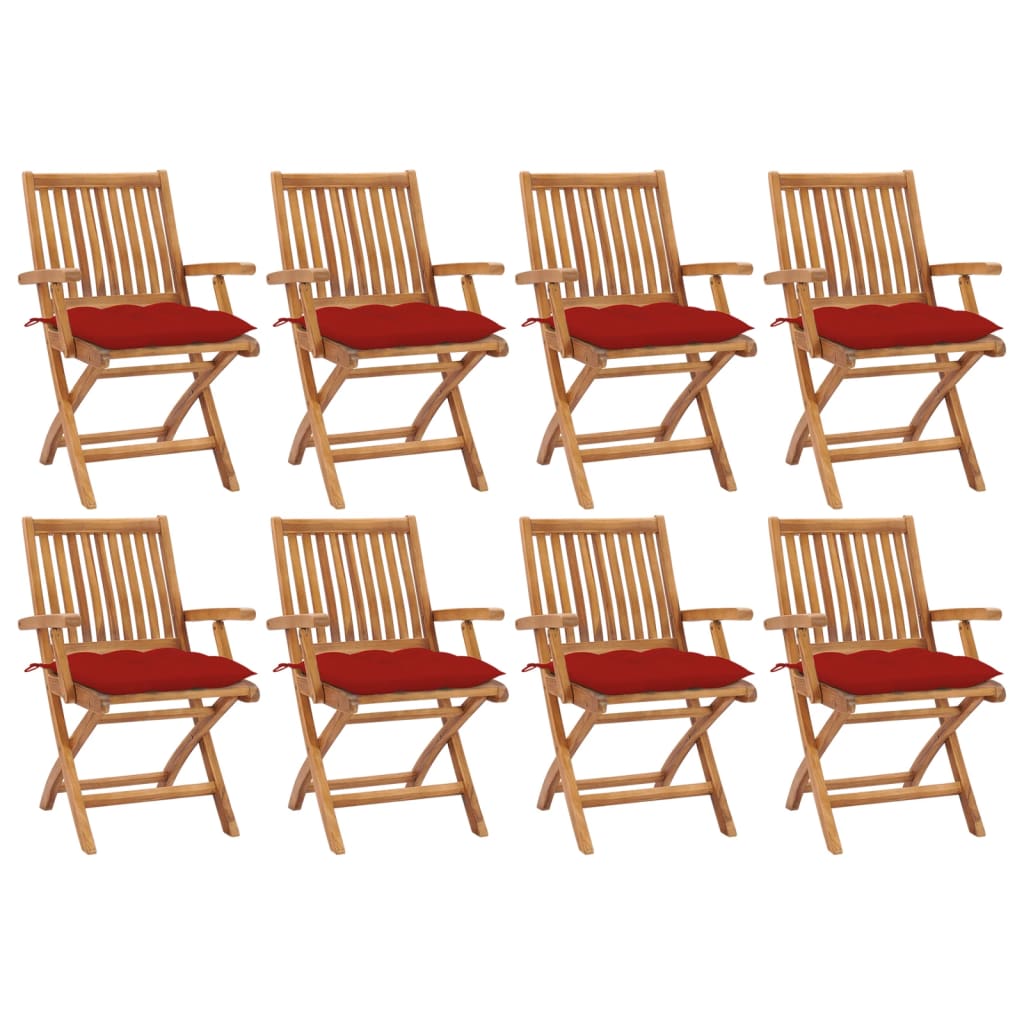 Tuinstoelen 8 st inklapbaar met kussens massief teakhout is nu te koop bij PeponiXL, paradijselijk wonen!