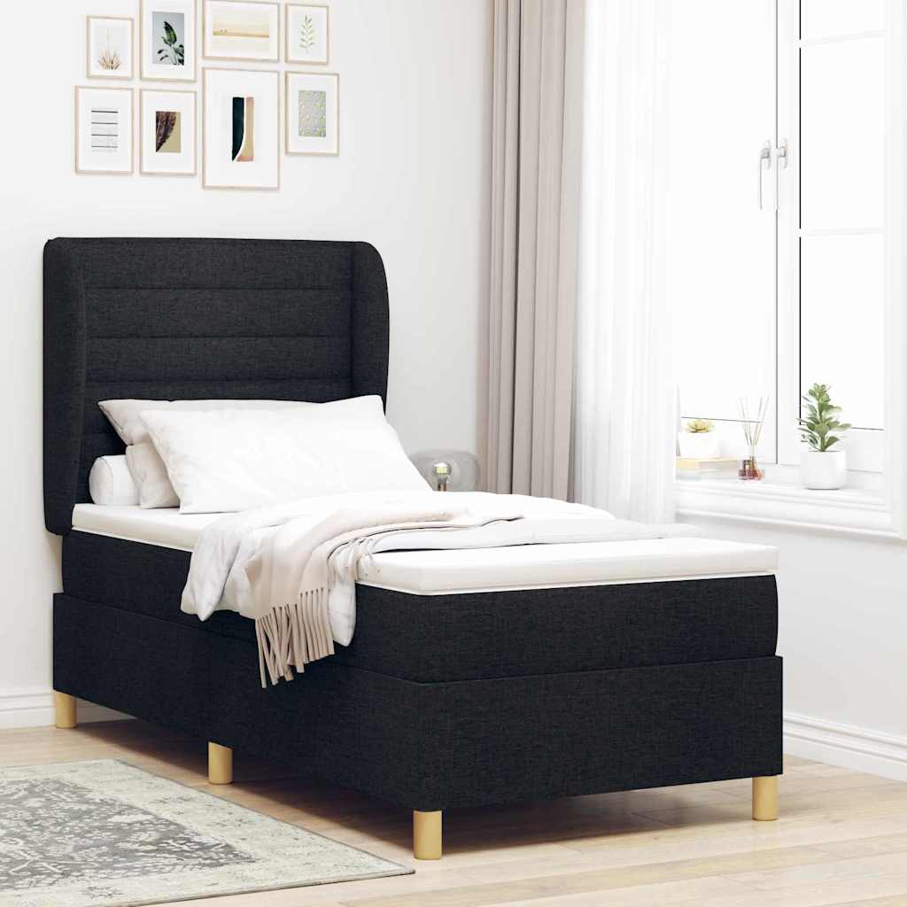 Boxspringbed met matras met hoofdeinde Zwart 200 x 80 cm Stof is nu te koop bij PeponiXL, paradijselijk wonen!