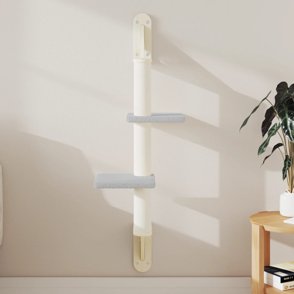 Kattenmeubel wandgemonteerd met krabpaal 108 cm lichtgrijs is nu te koop bij PeponiXL, paradijselijk wonen!