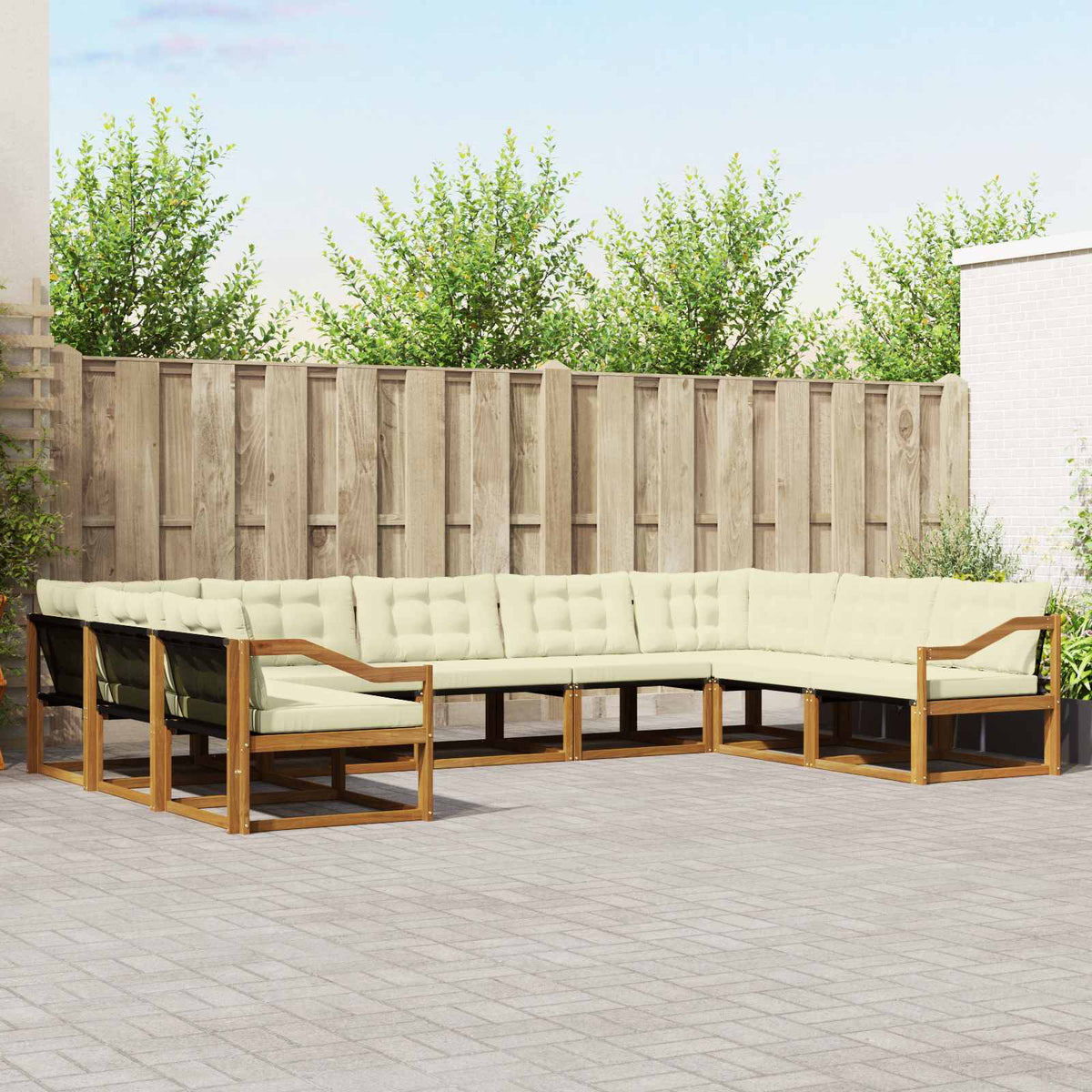 Buiten bankenset met kussen 9 pcs Natuurlijk en Crème is nu te koop bij PeponiXL, paradijselijk wonen!