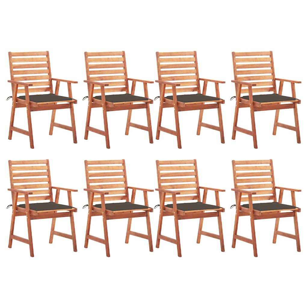 Tuinstoelen 8 st met kussens massief acaciahout is nu te koop bij PeponiXL, paradijselijk wonen!