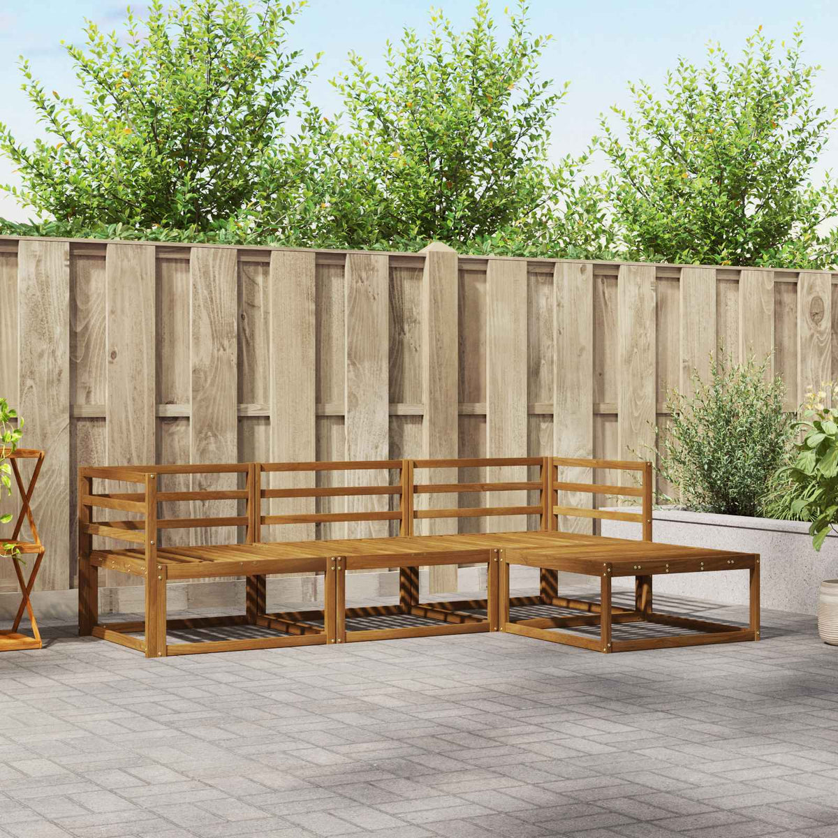 Buiten bankenset 4 pcs Naturel Massief Acaciahout is nu te koop bij PeponiXL, paradijselijk wonen!