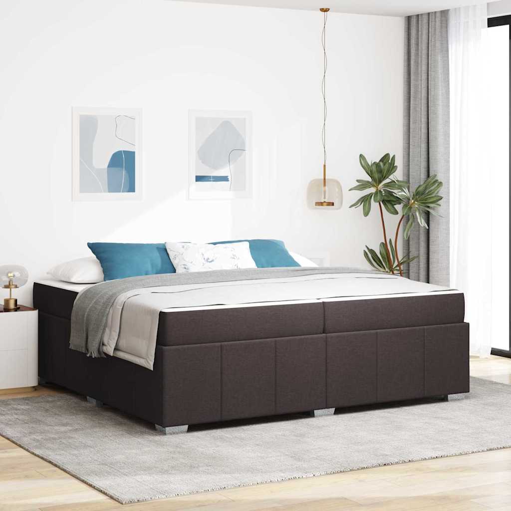 Bedframe met matras Donkerbruin 200 x 200 cm Stof is nu te koop bij PeponiXL, paradijselijk wonen!