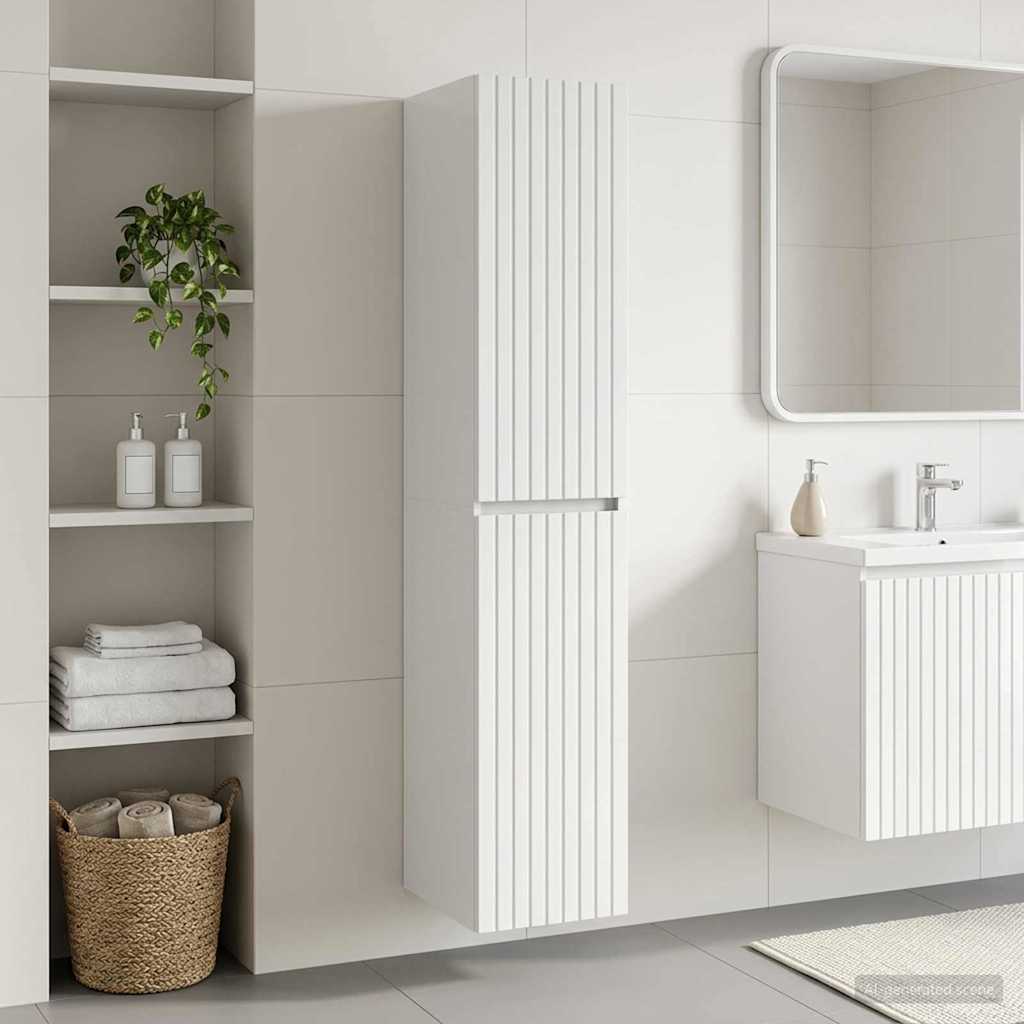 Wand Gemonteerde Badkamerkast Hoogglans Wit 33 x 34,5 x 160 cm is nu te koop bij PeponiXL, paradijselijk wonen!