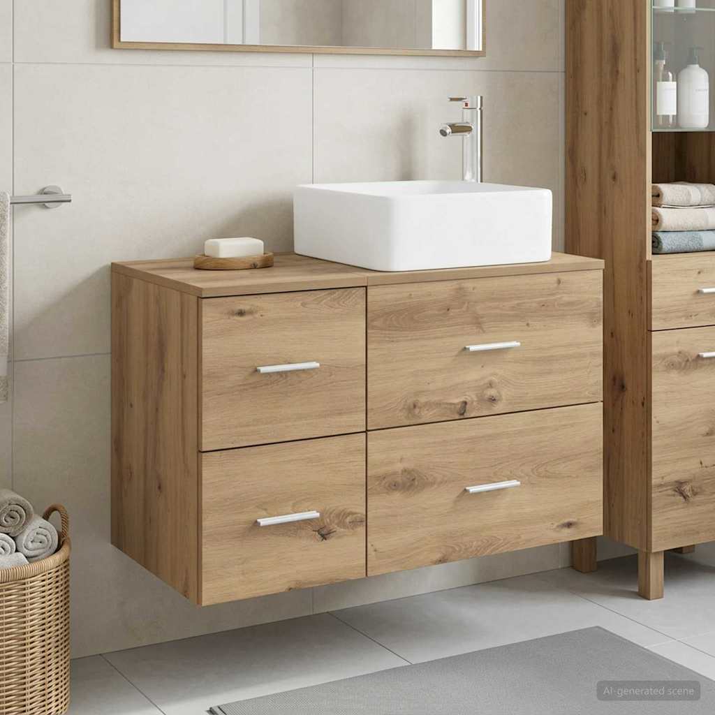 Badkamermeubelset 2 st Artisanaal eiken Bewerkt hout is nu te koop bij PeponiXL, paradijselijk wonen!