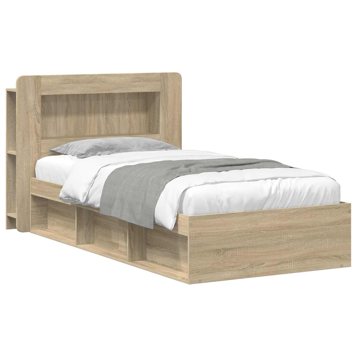 Bedframe met opslag Sonoma Eiken 80 x 200 cm Bewerkt hout is nu te koop bij PeponiXL, paradijselijk wonen!
