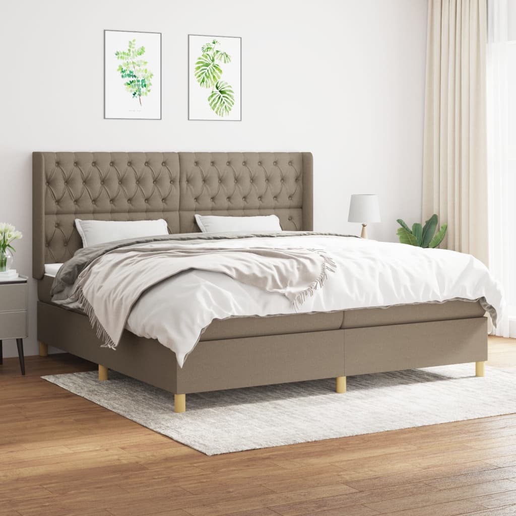 Boxspring met matras stof taupe 200x200 cm is nu te koop bij PeponiXL, paradijselijk wonen!