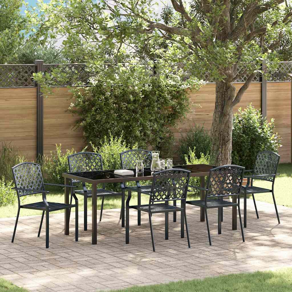 Tuin eettafelset 7 pcs Antraciet Gepoedercoat staal is nu te koop bij PeponiXL, paradijselijk wonen!