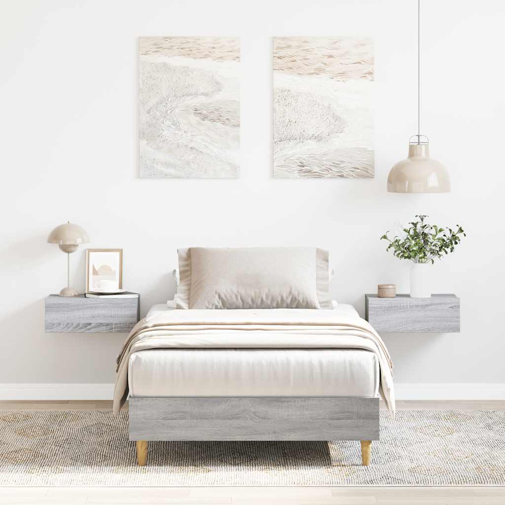 Bedframe zonder matras 90x190 cm spaanplaat grijs Sonoma is nu te koop bij PeponiXL, paradijselijk wonen!