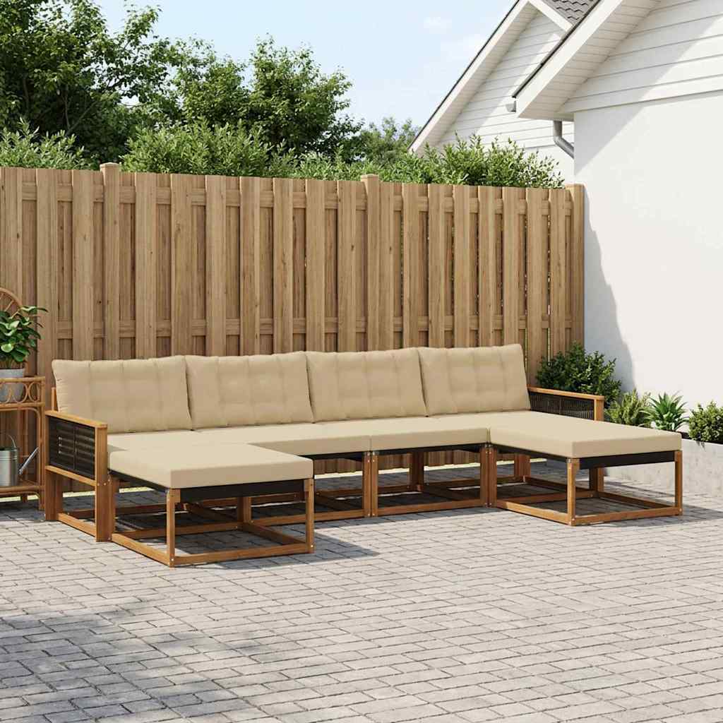 Buiten bankenset met kussen 6 pcs Natuurlijk en Beige is nu te koop bij PeponiXL, paradijselijk wonen!