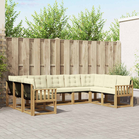 Buiten bankenset met kussen 9 pcs Wit en crèmekleurig is nu te koop bij PeponiXL, paradijselijk wonen!