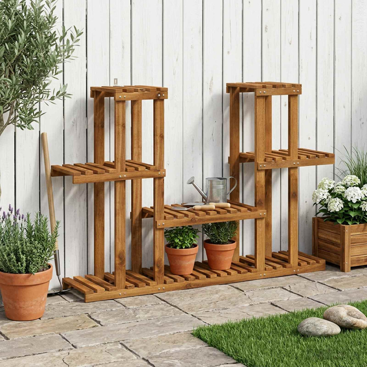 Plantenstandaard Naturel 123 x 25 x 78,5 cm Massief Acaciahout is nu te koop bij PeponiXL, paradijselijk wonen!