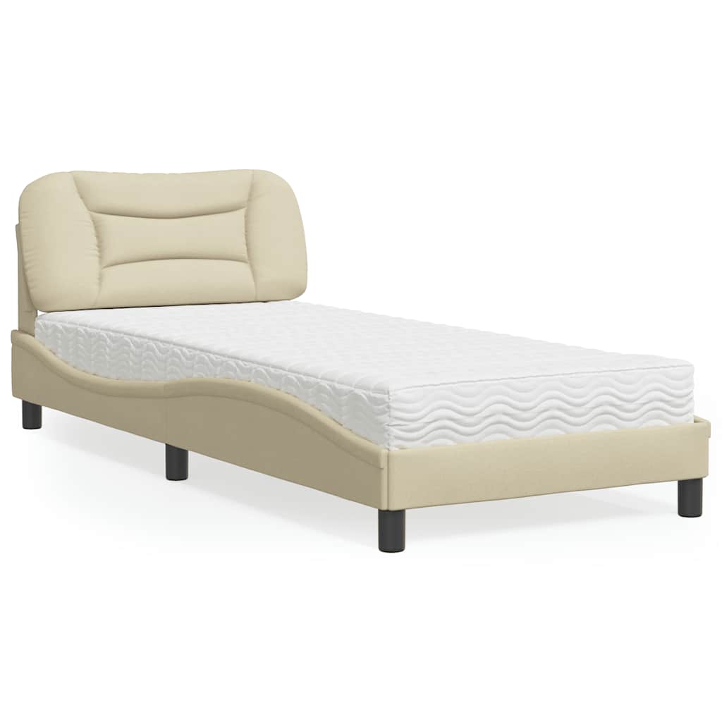 Bed met matras "Hvar" stof crèmekleurig 80x200 cm is nu te koop bij PeponiXL, paradijselijk wonen!