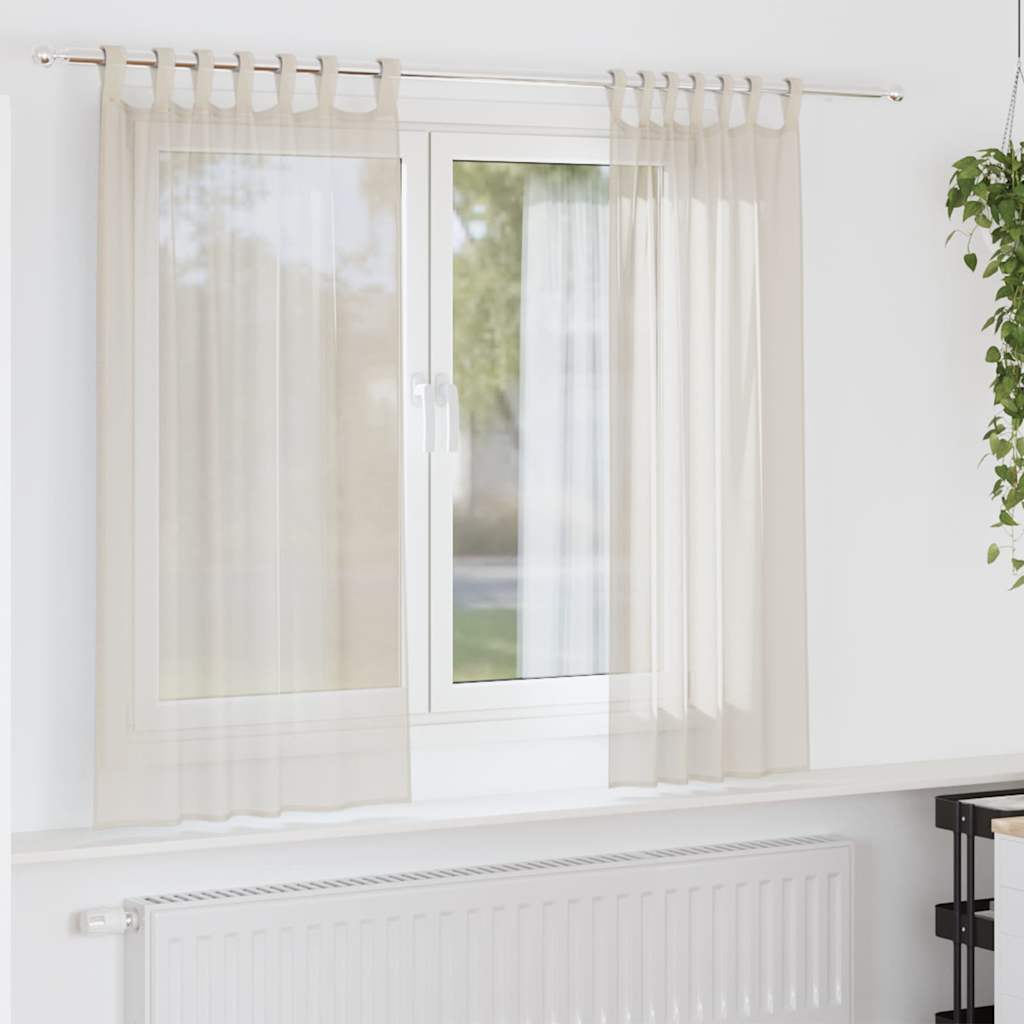 Gordijnen voile met Tab Top 2 st crèmekleurig is nu te koop bij PeponiXL, paradijselijk wonen!