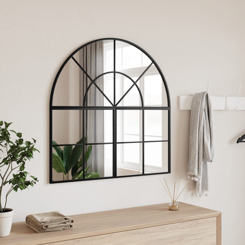 Wandspiegel boog 80x80 cm ijzer zwart is nu te koop bij PeponiXL, paradijselijk wonen!